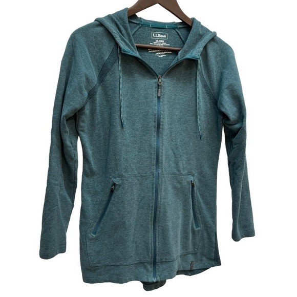 L.L. Bean Blue Cotton Blend Lightweight Hoodie Size XS - Picture 3 of 10